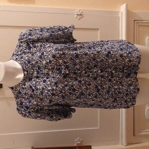 J Crew blue and white floral blouse Sz S